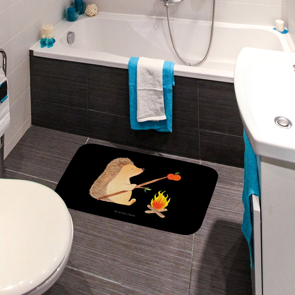 Badvorleger Igel grillt Badematte, Badteppich, Duschvorleger, Badezimmerteppich, Badezimmermatte, Badvorleger, Duschmatte, Duschteppich, Tiermotive, Gute Laune, lustige Sprüche, Tiere, Igel, Grillen, Ziele, Motivation, arbeitslos, Sinn des Lebens, Spruch