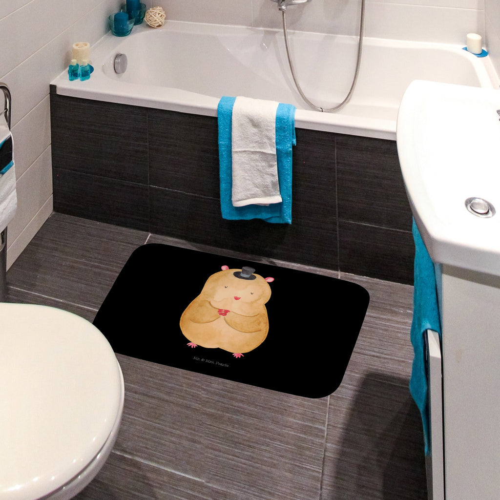 Badvorleger Hamster mit Hut Badematte, Badteppich, Duschvorleger, Badezimmerteppich, Badezimmermatte, Badvorleger, Duschmatte, Duschteppich, Tiermotive, Gute Laune, lustige Sprüche, Tiere, Hamster, Hut, Magier, Zylinder, Zwerghamster, Zauberer, Houdini