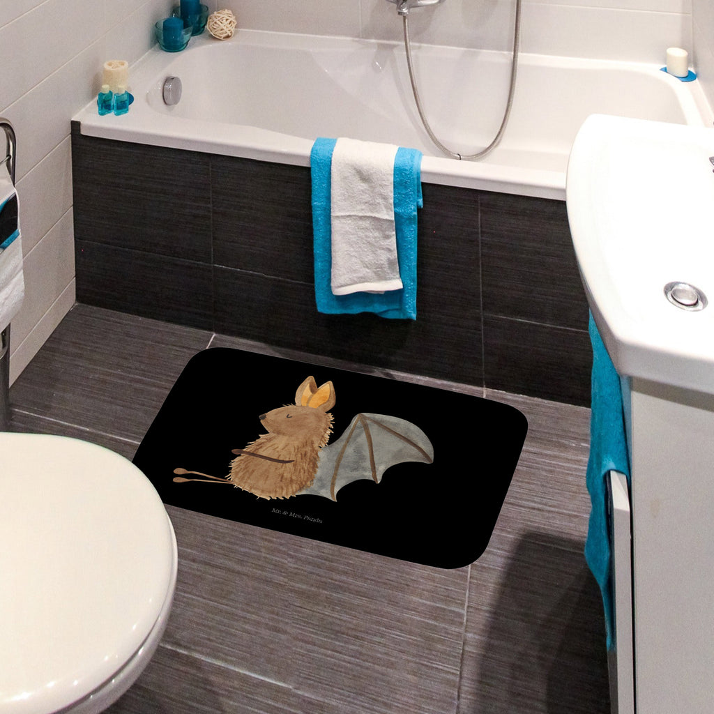 Badvorleger Fledermaus sitzend Badematte, Badteppich, Duschvorleger, Badezimmerteppich, Badezimmermatte, Badvorleger, Duschmatte, Duschteppich, Tiermotive, Gute Laune, lustige Sprüche, Tiere, Fledermaus, Fledermäuse, Motivation, entspannen