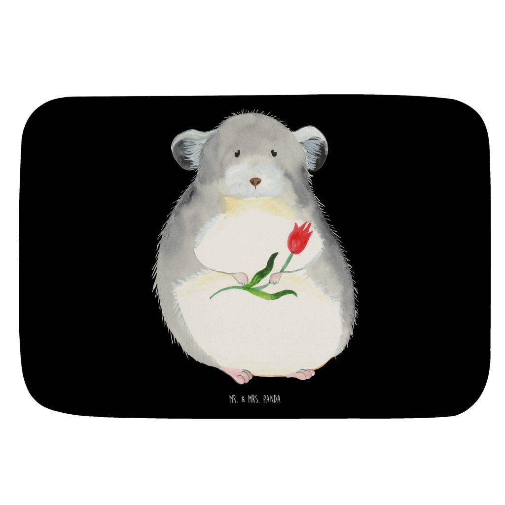 Badvorleger Chinchilla mit Blume Badematte, Badteppich, Duschvorleger, Badezimmerteppich, Badezimmermatte, Badvorleger, Duschmatte, Duschteppich, Tiermotive, Gute Laune, lustige Sprüche, Tiere, Chinchilla, Chinchillas, Liebeskummer, Kummer, Depressionen, traurig sein, Chaos, Glücklichsein, Büro, Büroalltag