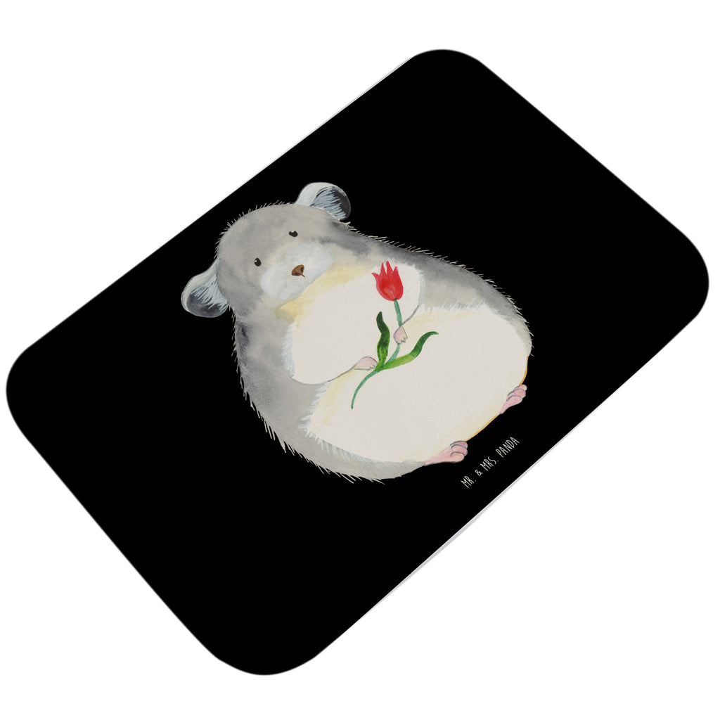 Badvorleger Chinchilla mit Blume Badematte, Badteppich, Duschvorleger, Badezimmerteppich, Badezimmermatte, Badvorleger, Duschmatte, Duschteppich, Tiermotive, Gute Laune, lustige Sprüche, Tiere, Chinchilla, Chinchillas, Liebeskummer, Kummer, Depressionen, traurig sein, Chaos, Glücklichsein, Büro, Büroalltag