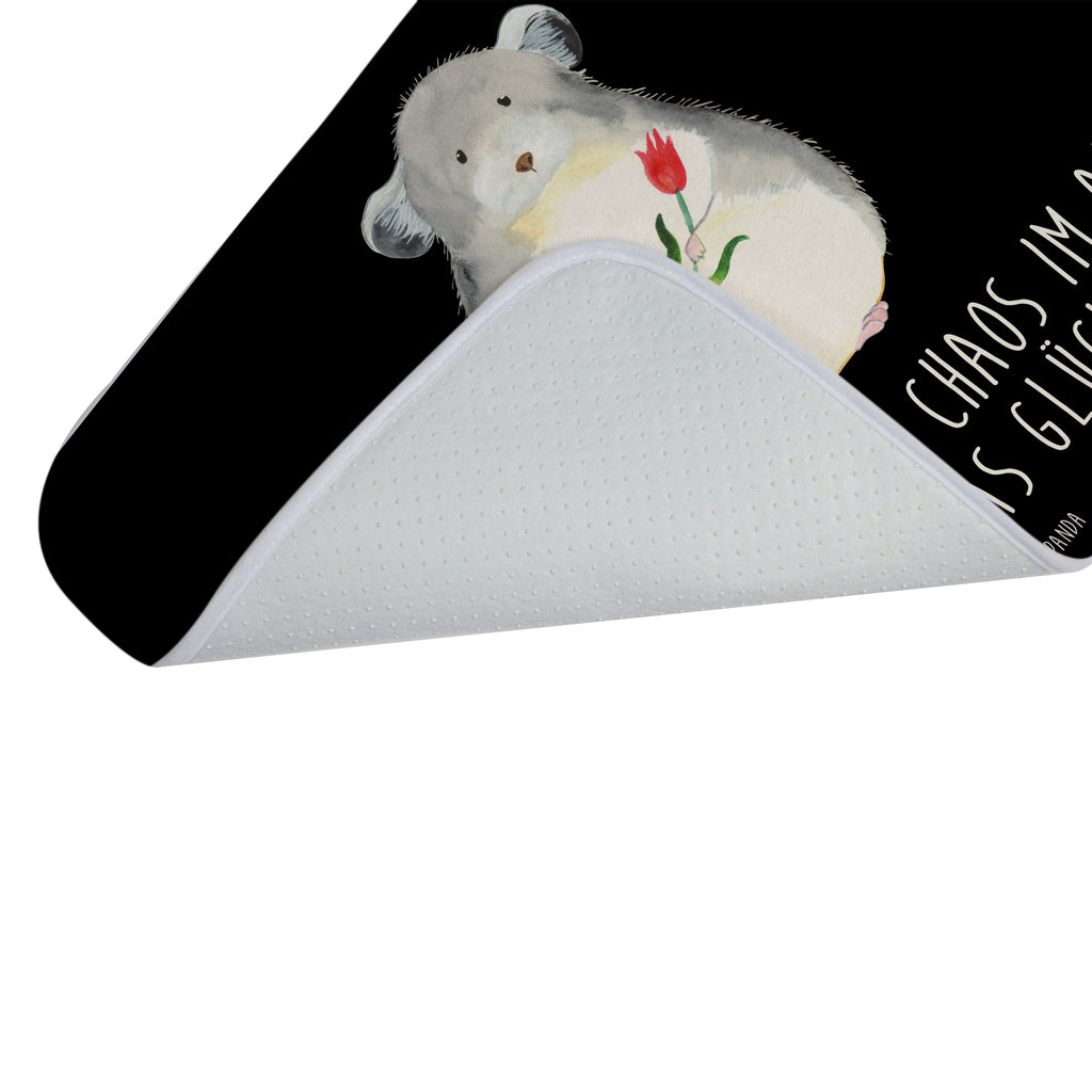 Badvorleger Chinchilla mit Blume Badematte, Badteppich, Duschvorleger, Badezimmerteppich, Badezimmermatte, Badvorleger, Duschmatte, Duschteppich, Tiermotive, Gute Laune, lustige Sprüche, Tiere, Chinchilla, Chinchillas, Liebeskummer, Kummer, Depressionen, traurig sein, Chaos, Glücklichsein, Büro, Büroalltag