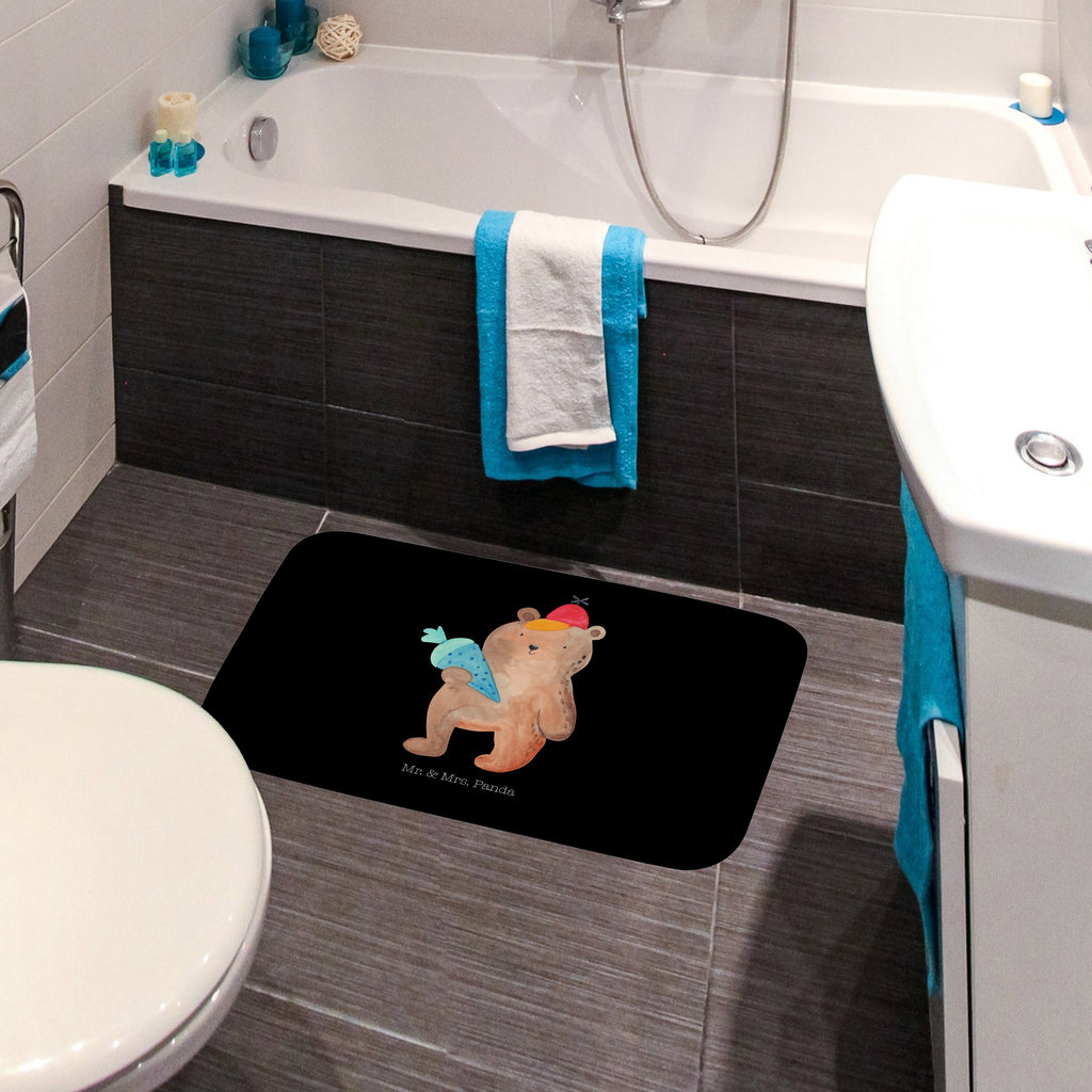 Badvorleger Bär mit Schultüte Badematte, Badteppich, Duschvorleger, Badezimmerteppich, Badezimmermatte, Badvorleger, Duschmatte, Duschteppich, Bär, Teddy, Teddybär, Bär Motiv, Schultüte, Erster Schultag Geschenk, Einschulung Geschenk, Schule Geschenk, Grundschule, Schulanfang, Schulbeginn
