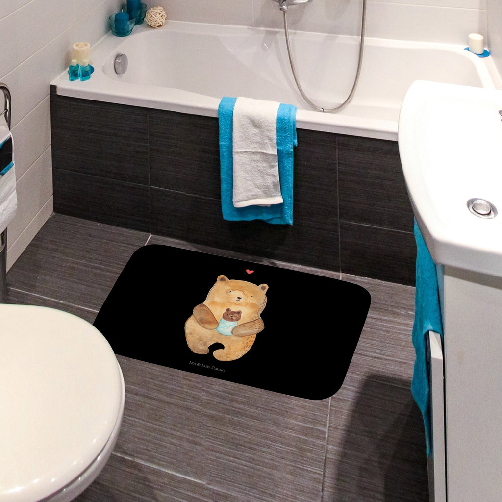 Badvorleger Bär mit Baby Badematte, Badteppich, Duschvorleger, Badezimmerteppich, Badezimmermatte, Badvorleger, Duschmatte, Duschteppich, Bär, Teddy, Teddybär, Eltern, Mutter, Baby, Taufe, Geburt, Nichte, Neffe, Enkel, Enkelin, Täufling, Geburtstag, Glückwunsch