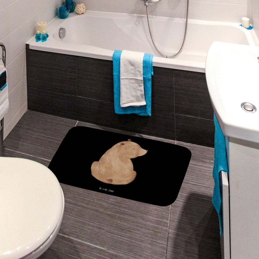 Badvorleger Bär Schulterblick Badematte, Badteppich, Duschvorleger, Badezimmerteppich, Badezimmermatte, Badvorleger, Duschmatte, Duschteppich, Bär, Teddy, Teddybär, Selbstachtung, Weltansicht, Motivation, Bären, Bärenliebe, Weisheit