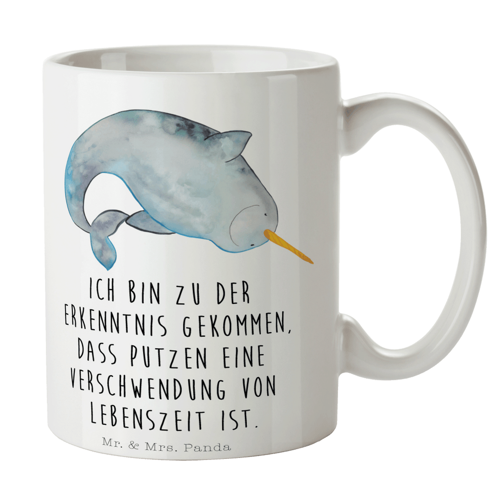 Tasse Narwal Narwal, Wal, Putzen, Hausfrau, Junggesellin, aufräumen, Kinderzimmer,  Becher, Kaffeetasse, Kaffeebecher, Tee, Frühstück, Büro  Meerestiere, Meer, Urlaub