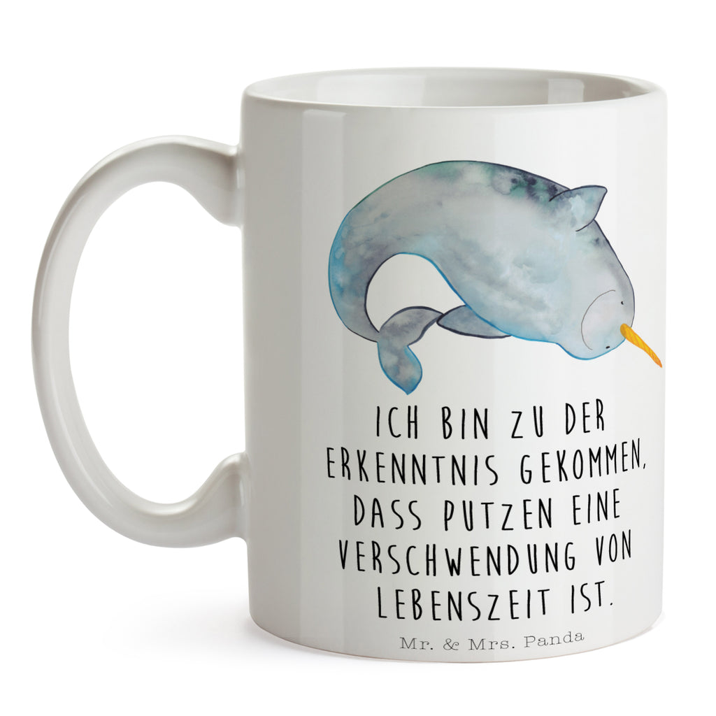 Tasse Narwal Narwal, Wal, Putzen, Hausfrau, Junggesellin, aufräumen, Kinderzimmer,  Becher, Kaffeetasse, Kaffeebecher, Tee, Frühstück, Büro  Meerestiere, Meer, Urlaub