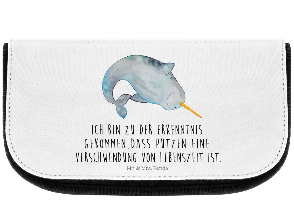 Kosmetiktasche Narwal Kosmetikbeutel, Kulturtasche, Kulturbeutel, Schminktasche, Make-Up Tasche, Meerestiere, Meer, Urlaub, Narwal, Wal, Putzen, Hausfrau, Junggesellin, aufräumen, Kinderzimmer