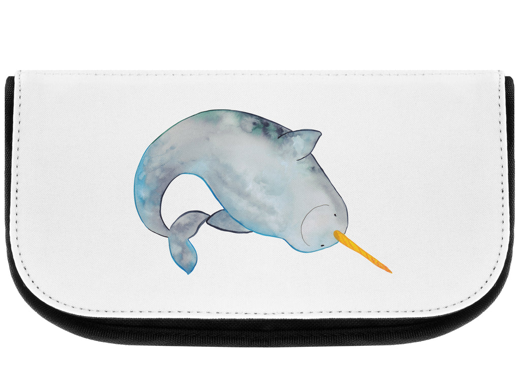 Kosmetiktasche Narwal Kosmetikbeutel, Kulturtasche, Kulturbeutel, Schminktasche, Make-Up Tasche, Meerestiere, Meer, Urlaub, Narwal, Wal, Putzen, Hausfrau, Junggesellin, aufräumen, Kinderzimmer