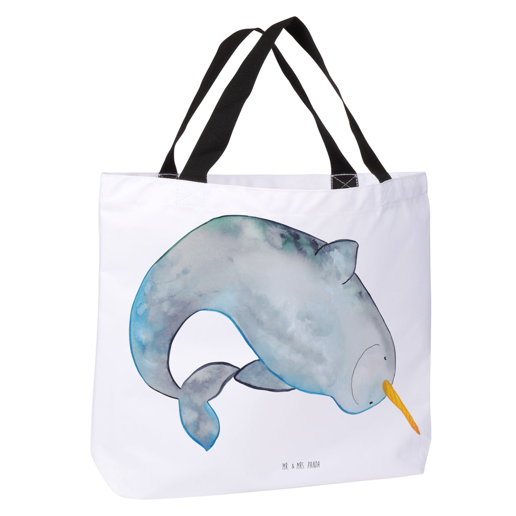 Shopper Narwal Beutel, Einkaufstasche, Tasche, Strandtasche, Einkaufsbeutel, Shopper, Schultasche, Freizeittasche, Tragebeutel, Schulbeutel, Alltagstasche, Meerestiere, Meer, Urlaub, Narwal, Wal, Putzen, Hausfrau, Junggesellin, aufräumen, Kinderzimmer