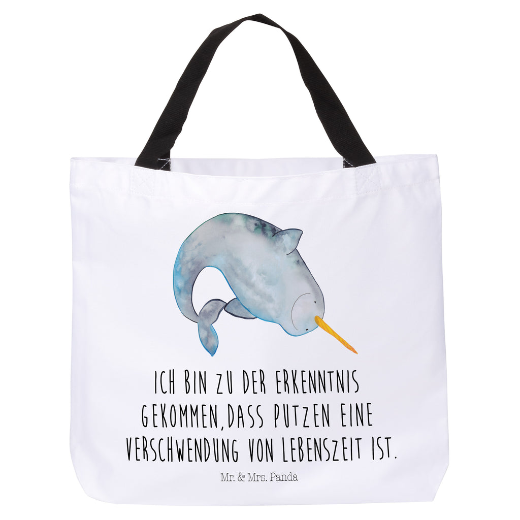 Shopper Narwal Beutel, Einkaufstasche, Tasche, Strandtasche, Einkaufsbeutel, Shopper, Schultasche, Freizeittasche, Tragebeutel, Schulbeutel, Alltagstasche, Meerestiere, Meer, Urlaub, Narwal, Wal, Putzen, Hausfrau, Junggesellin, aufräumen, Kinderzimmer