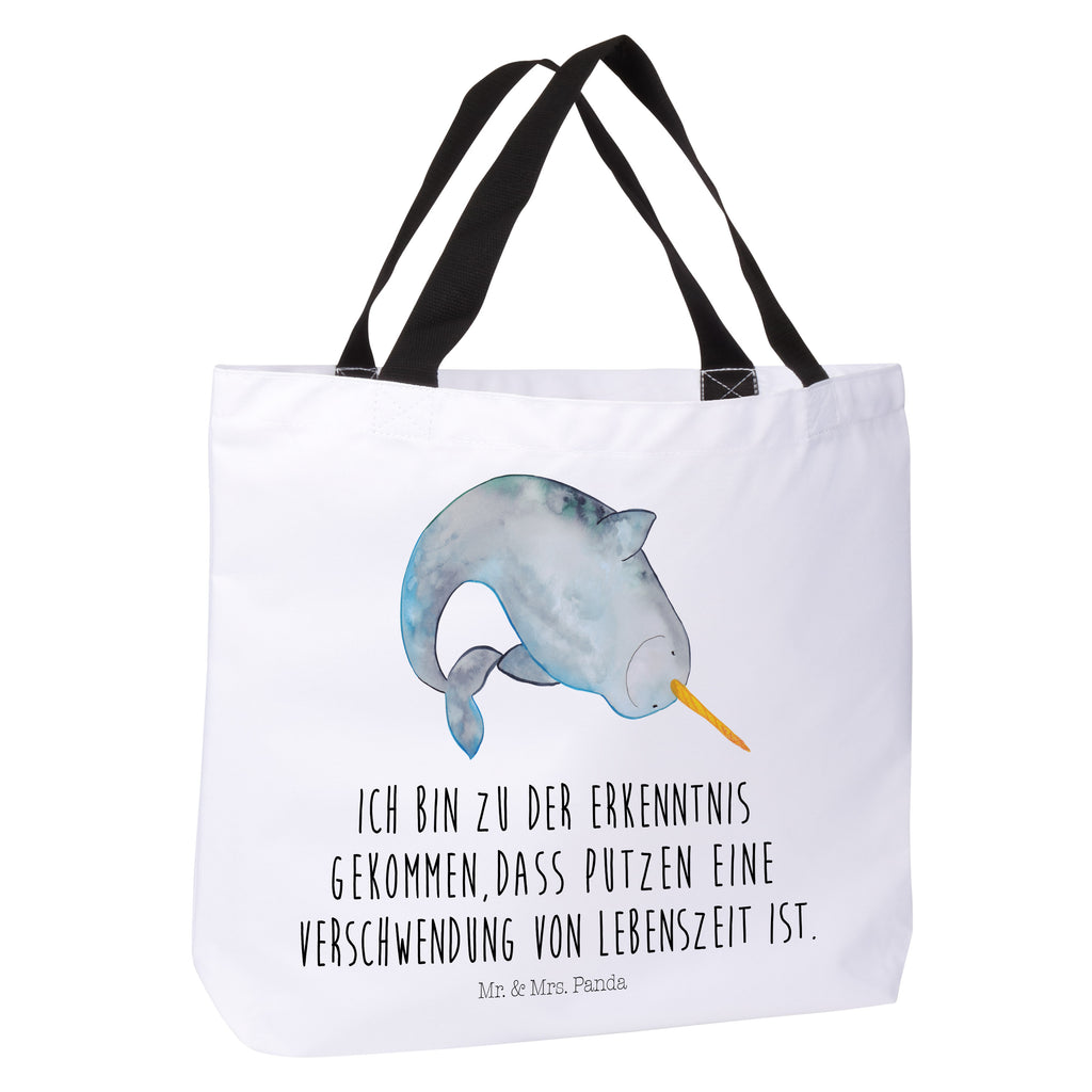 Shopper Narwal Beutel, Einkaufstasche, Tasche, Strandtasche, Einkaufsbeutel, Shopper, Schultasche, Freizeittasche, Tragebeutel, Schulbeutel, Alltagstasche, Meerestiere, Meer, Urlaub, Narwal, Wal, Putzen, Hausfrau, Junggesellin, aufräumen, Kinderzimmer