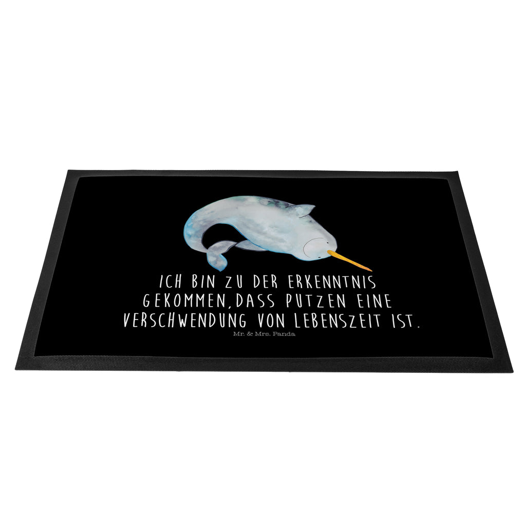 Fußmatte Narwal Narwal, Wal, Putzen, Hausfrau, Junggesellin, aufräumen, Kinderzimmer,  Türvorleger, Schmutzmatte, Fußabtreter, Matte, Schmutzfänger, Fußabstreifer, Schmutzfangmatte, Türmatte, Motivfußmatte,  Haustürmatte, Vorleger  Meerestiere, Meer, Urlaub