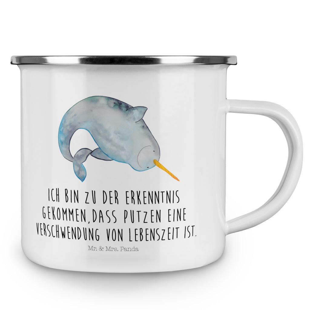 Camping Emaille Tasse Narwal Campingtasse, Trinkbecher, Metalltasse, Outdoor Tasse, Emaille Trinkbecher, Blechtasse Outdoor, Emaille Campingbecher, Edelstahl Trinkbecher, Metalltasse für Camping, Kaffee Blechtasse, Camping Tasse Metall, Meerestiere, Meer, Urlaub, Narwal, Wal, Putzen, Hausfrau, Junggesellin, aufräumen, Kinderzimmer