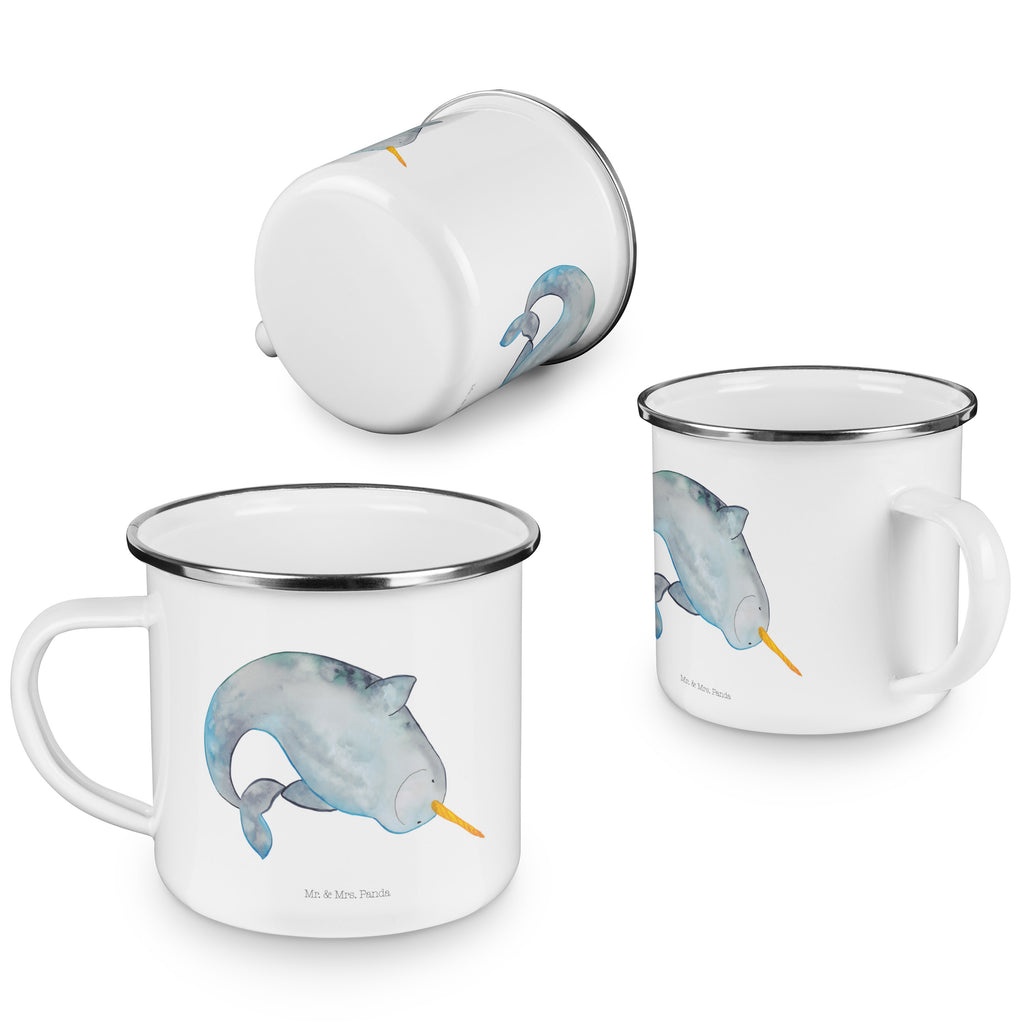 Camping Emaille Tasse Narwal Campingtasse, Trinkbecher, Metalltasse, Outdoor Tasse, Emaille Trinkbecher, Blechtasse Outdoor, Emaille Campingbecher, Edelstahl Trinkbecher, Metalltasse für Camping, Kaffee Blechtasse, Camping Tasse Metall, Meerestiere, Meer, Urlaub, Narwal, Wal, Putzen, Hausfrau, Junggesellin, aufräumen, Kinderzimmer