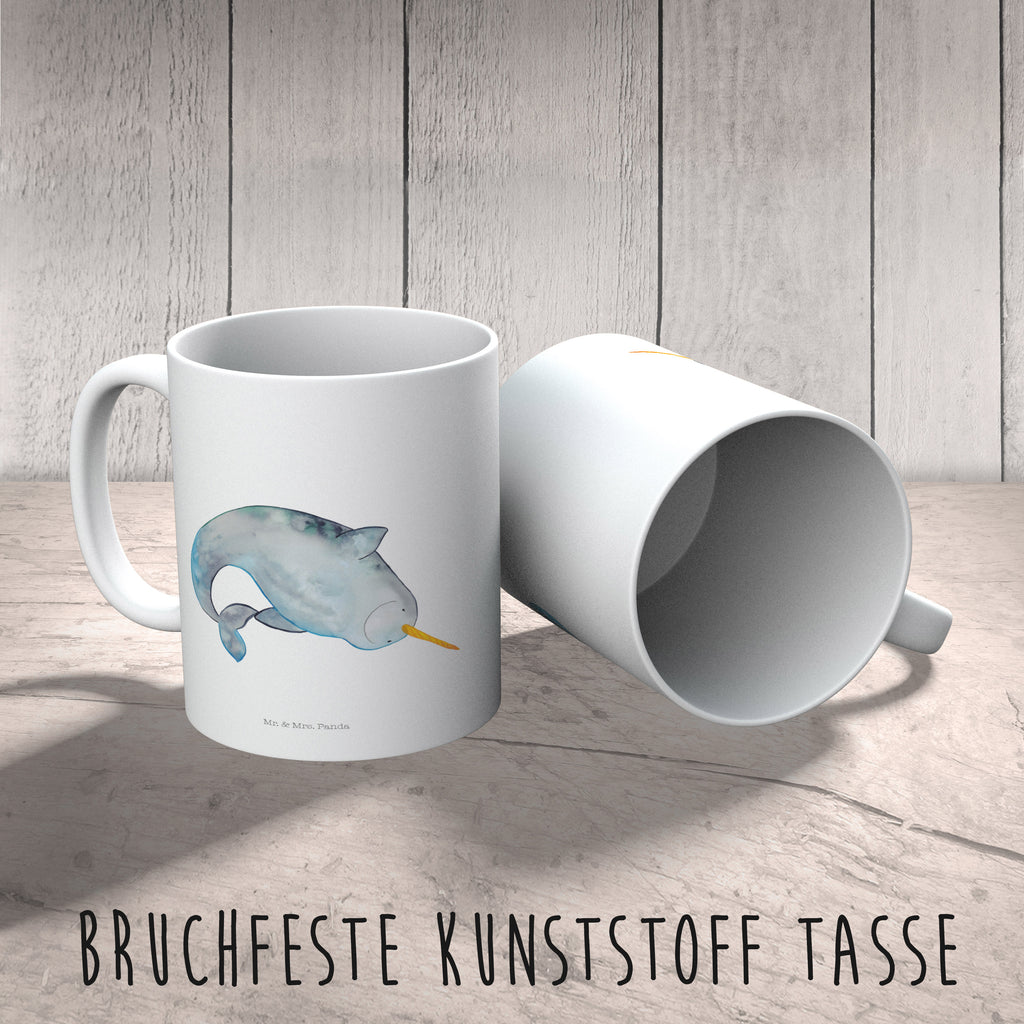 Kindertasse Narwal Kunststoff Tasse, Kindergarten, Tasse, Trinkbecher, Camping Becher, Kaffeetasse, Kunststoffbecher, Kindergartenbecher, Outdoorgeschirr, Kunststoffgeschirr, Reisebecher, Reisetasse, Kinderbecher, Meerestiere, Meer, Urlaub, Narwal, Wal, Putzen, Hausfrau, Junggesellin, aufräumen, Kinderzimmer