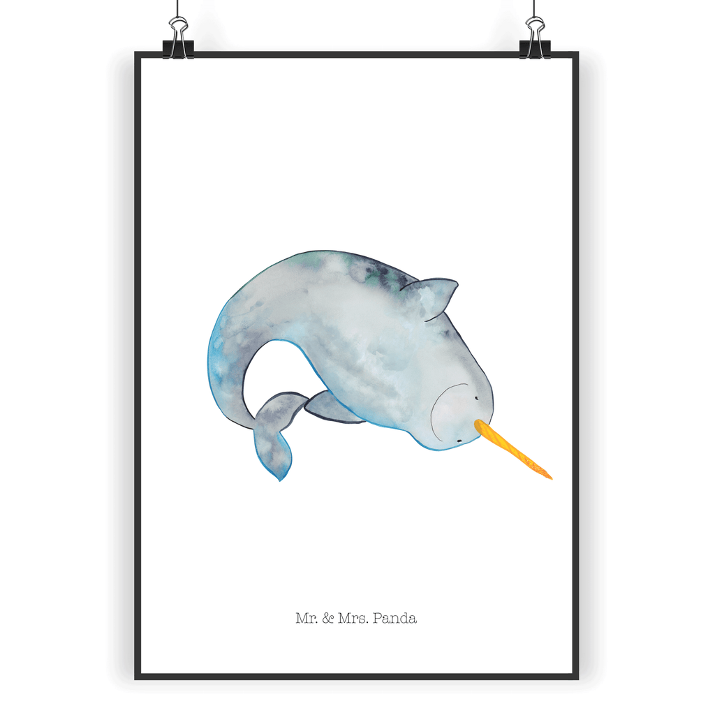Poster Narwal Poster, Wandposter, Bild, Wanddeko, Küchenposter, Kinderposter, Wanddeko Bild, Raumdekoration, Wanddekoration, Handgemaltes Poster, Mr. & Mrs. Panda Poster, Designposter, Kunstdruck, Posterdruck, Meerestiere, Meer, Urlaub, Narwal, Wal, Putzen, Hausfrau, Junggesellin, aufräumen, Kinderzimmer