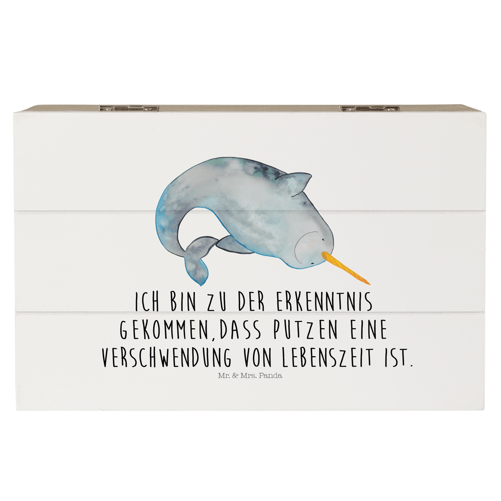 Holzkiste Narwal Holzkiste, Kiste, Schatzkiste, Truhe, Schatulle, XXL, Erinnerungsbox, Erinnerungskiste, Dekokiste, Aufbewahrungsbox, Meerestiere, Meer, Urlaub, Narwal, Wal, Putzen, Hausfrau, Junggesellin, aufräumen, Kinderzimmer