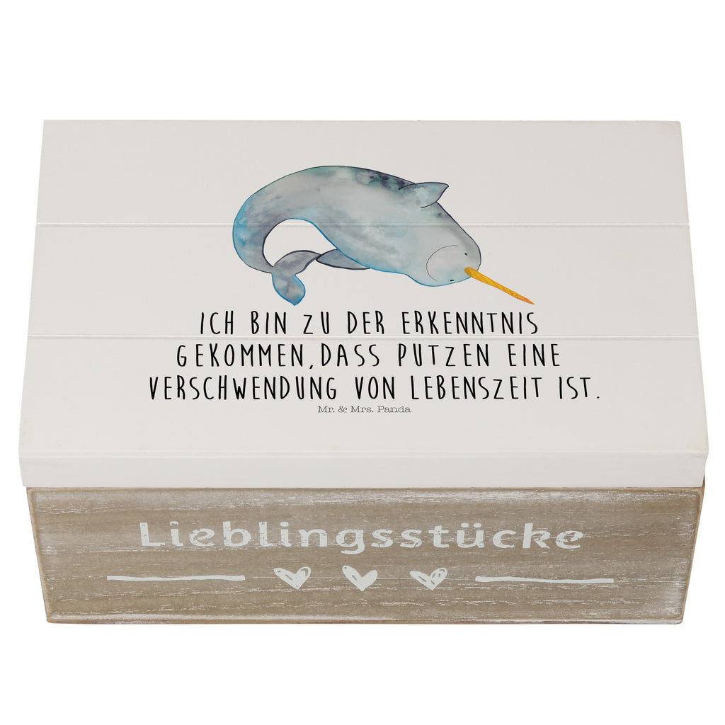 Holzkiste Narwal Holzkiste, Kiste, Schatzkiste, Truhe, Schatulle, XXL, Erinnerungsbox, Erinnerungskiste, Dekokiste, Aufbewahrungsbox, Meerestiere, Meer, Urlaub, Narwal, Wal, Putzen, Hausfrau, Junggesellin, aufräumen, Kinderzimmer
