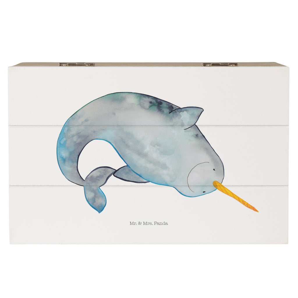 Holzkiste Narwal Holzkiste, Kiste, Schatzkiste, Truhe, Schatulle, XXL, Erinnerungsbox, Erinnerungskiste, Dekokiste, Aufbewahrungsbox, Meerestiere, Meer, Urlaub, Narwal, Wal, Putzen, Hausfrau, Junggesellin, aufräumen, Kinderzimmer