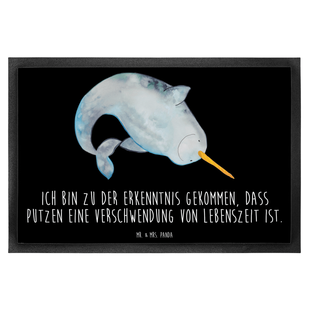 Fußmatte Narwal Narwal, Wal, Putzen, Hausfrau, Junggesellin, aufräumen, Kinderzimmer,  Türvorleger, Schmutzmatte, Fußabtreter, Matte, Schmutzfänger, Fußabstreifer, Schmutzfangmatte, Türmatte, Motivfußmatte,  Haustürmatte, Vorleger  Meerestiere, Meer, Urlaub