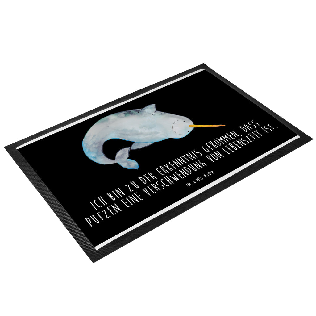 Fußmatte Narwal Narwal, Wal, Putzen, Hausfrau, Junggesellin, aufräumen, Kinderzimmer,  Türvorleger, Schmutzmatte, Fußabtreter, Matte, Schmutzfänger, Fußabstreifer, Schmutzfangmatte, Türmatte, Motivfußmatte,  Haustürmatte, Vorleger  Meerestiere, Meer, Urlaub