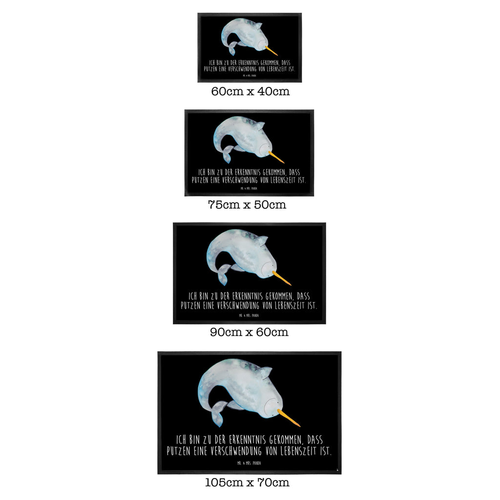 Fußmatte Narwal Narwal, Wal, Putzen, Hausfrau, Junggesellin, aufräumen, Kinderzimmer,  Türvorleger, Schmutzmatte, Fußabtreter, Matte, Schmutzfänger, Fußabstreifer, Schmutzfangmatte, Türmatte, Motivfußmatte,  Haustürmatte, Vorleger  Meerestiere, Meer, Urlaub