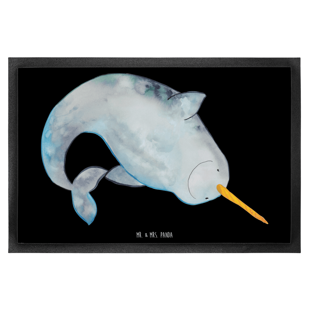 Fußmatte Narwal Narwal, Wal, Putzen, Hausfrau, Junggesellin, aufräumen, Kinderzimmer,  Türvorleger, Schmutzmatte, Fußabtreter, Matte, Schmutzfänger, Fußabstreifer, Schmutzfangmatte, Türmatte, Motivfußmatte,  Haustürmatte, Vorleger  Meerestiere, Meer, Urlaub