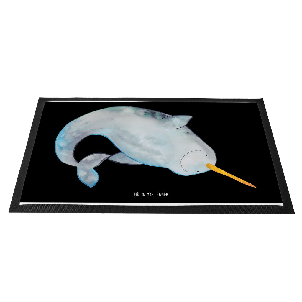 Fußmatte Narwal Narwal, Wal, Putzen, Hausfrau, Junggesellin, aufräumen, Kinderzimmer,  Türvorleger, Schmutzmatte, Fußabtreter, Matte, Schmutzfänger, Fußabstreifer, Schmutzfangmatte, Türmatte, Motivfußmatte,  Haustürmatte, Vorleger  Meerestiere, Meer, Urlaub