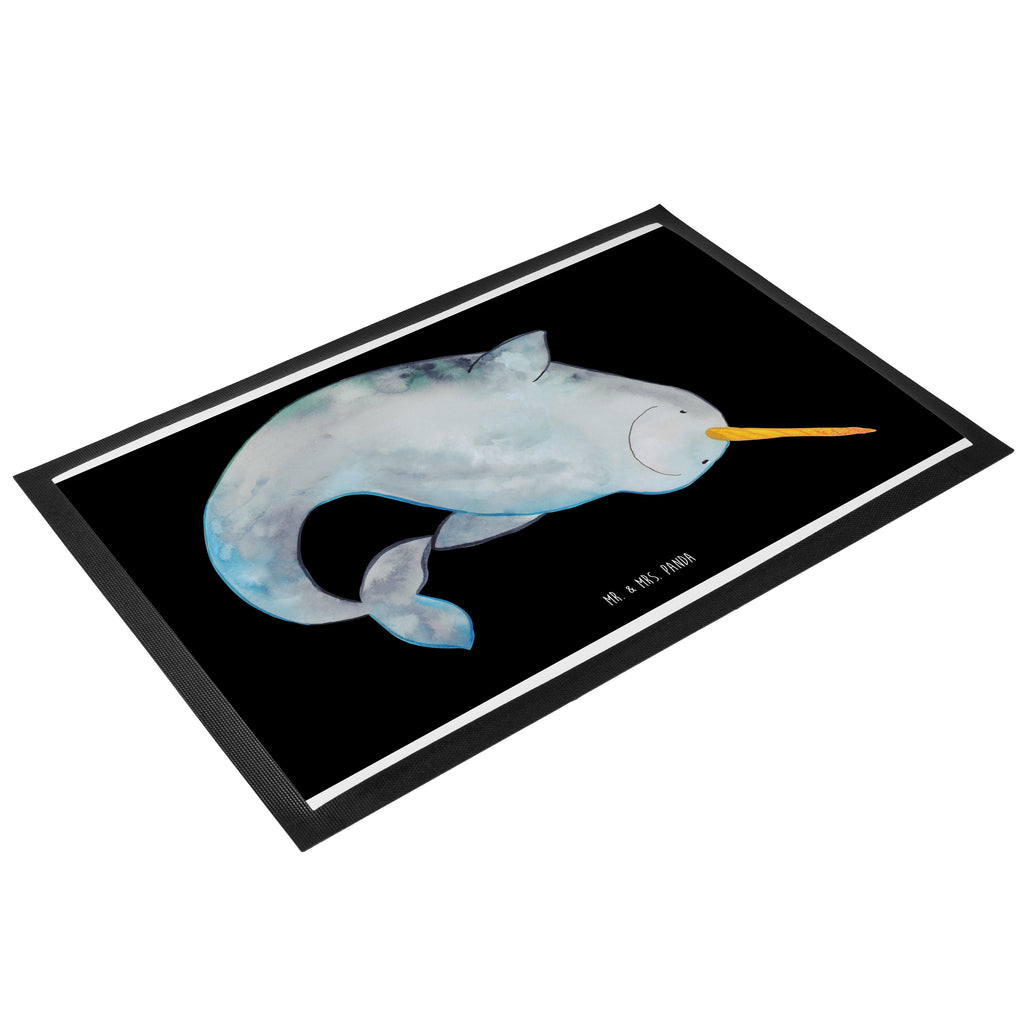 Fußmatte Narwal Narwal, Wal, Putzen, Hausfrau, Junggesellin, aufräumen, Kinderzimmer,  Türvorleger, Schmutzmatte, Fußabtreter, Matte, Schmutzfänger, Fußabstreifer, Schmutzfangmatte, Türmatte, Motivfußmatte,  Haustürmatte, Vorleger  Meerestiere, Meer, Urlaub