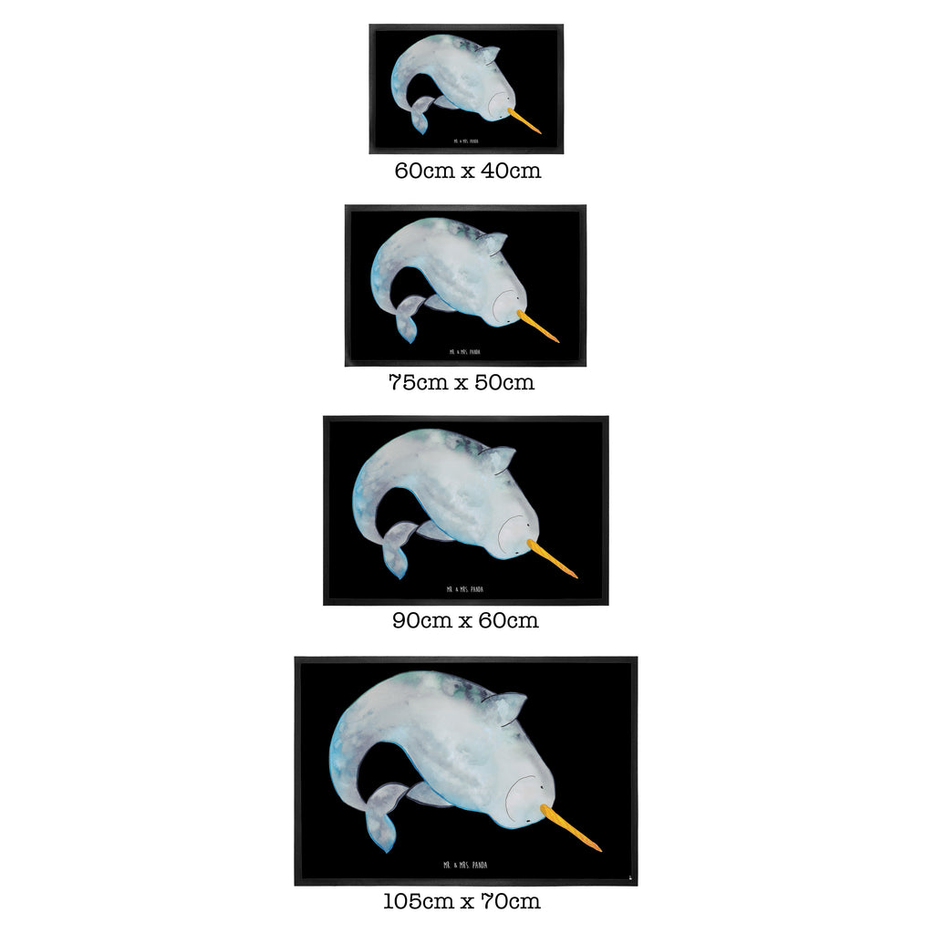 Fußmatte Narwal Narwal, Wal, Putzen, Hausfrau, Junggesellin, aufräumen, Kinderzimmer,  Türvorleger, Schmutzmatte, Fußabtreter, Matte, Schmutzfänger, Fußabstreifer, Schmutzfangmatte, Türmatte, Motivfußmatte,  Haustürmatte, Vorleger  Meerestiere, Meer, Urlaub