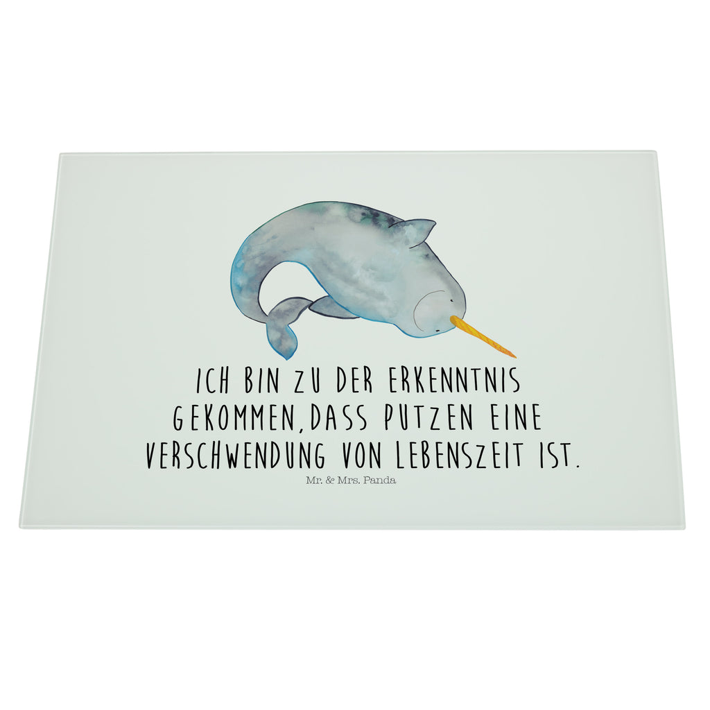 XL Glas Schneidbrett Narwal Glasschneidebrett, Schneidebrett, Frühstücksbrett, Küche, Meerestiere, Meer, Urlaub, Narwal, Wal, Putzen, Hausfrau, Junggesellin, aufräumen, Kinderzimmer