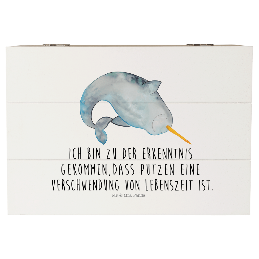 Holzkiste Narwal Holzkiste, Kiste, Schatzkiste, Truhe, Schatulle, XXL, Erinnerungsbox, Erinnerungskiste, Dekokiste, Aufbewahrungsbox, Meerestiere, Meer, Urlaub, Narwal, Wal, Putzen, Hausfrau, Junggesellin, aufräumen, Kinderzimmer