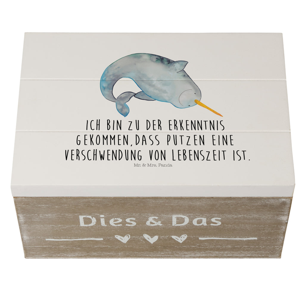 Holzkiste Narwal Holzkiste, Kiste, Schatzkiste, Truhe, Schatulle, XXL, Erinnerungsbox, Erinnerungskiste, Dekokiste, Aufbewahrungsbox, Meerestiere, Meer, Urlaub, Narwal, Wal, Putzen, Hausfrau, Junggesellin, aufräumen, Kinderzimmer