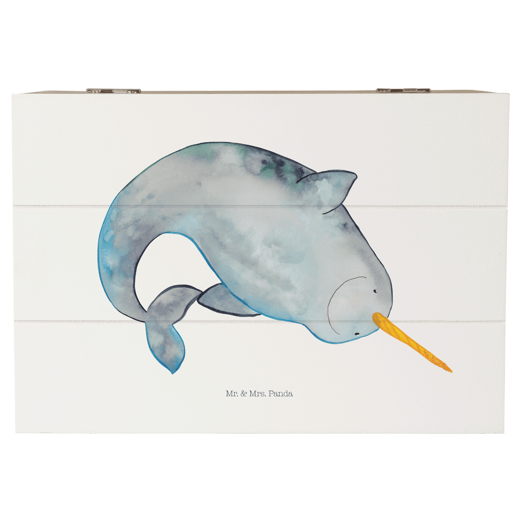 Holzkiste Narwal Holzkiste, Kiste, Schatzkiste, Truhe, Schatulle, XXL, Erinnerungsbox, Erinnerungskiste, Dekokiste, Aufbewahrungsbox, Meerestiere, Meer, Urlaub, Narwal, Wal, Putzen, Hausfrau, Junggesellin, aufräumen, Kinderzimmer