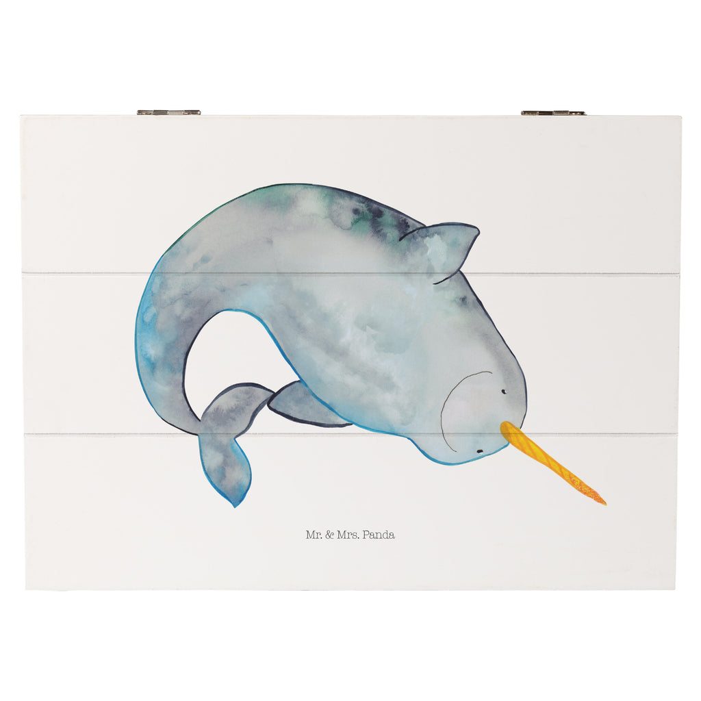 Holzkiste Narwal Holzkiste, Kiste, Schatzkiste, Truhe, Schatulle, XXL, Erinnerungsbox, Erinnerungskiste, Dekokiste, Aufbewahrungsbox, Meerestiere, Meer, Urlaub, Narwal, Wal, Putzen, Hausfrau, Junggesellin, aufräumen, Kinderzimmer