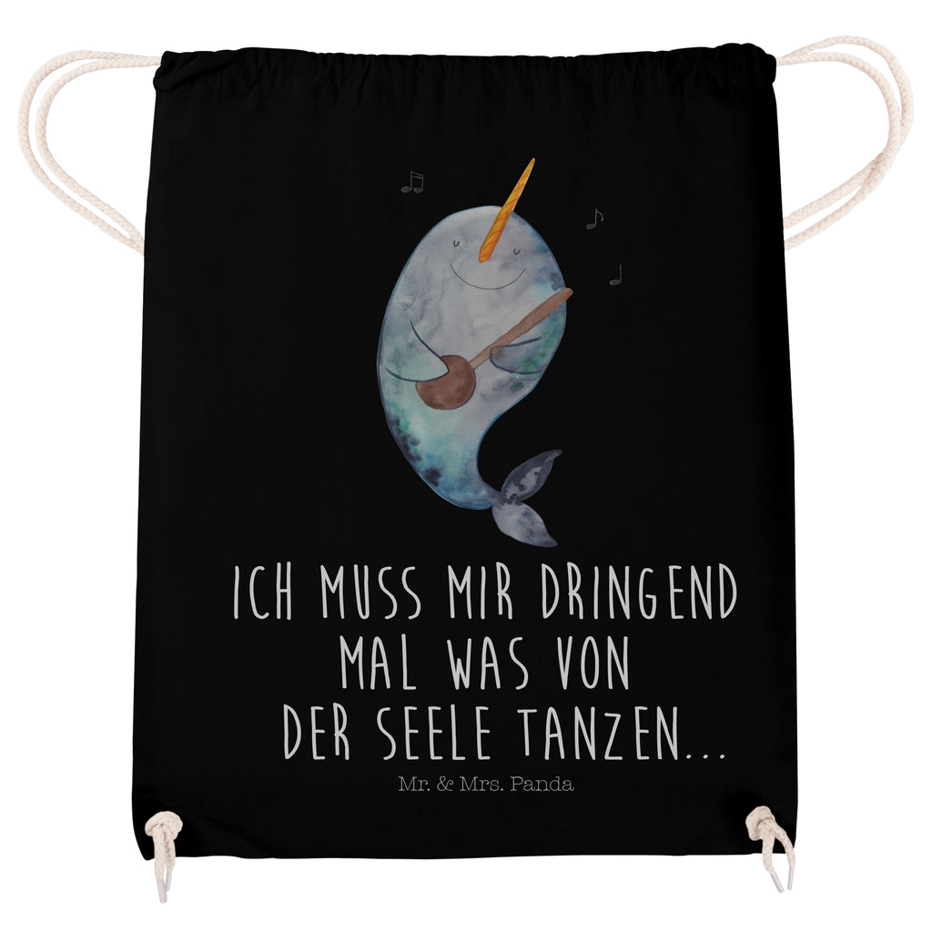 Sportbeutel Narwal Gitarre Turnbeutel, Beutel, Sporttasche, Tasche, Stoffbeutel, Meerestiere, Meer, Urlaub, Narwal, Wal, Tanzen, Probleme, Problemlösung, Frust, Gespräche, Gitarre