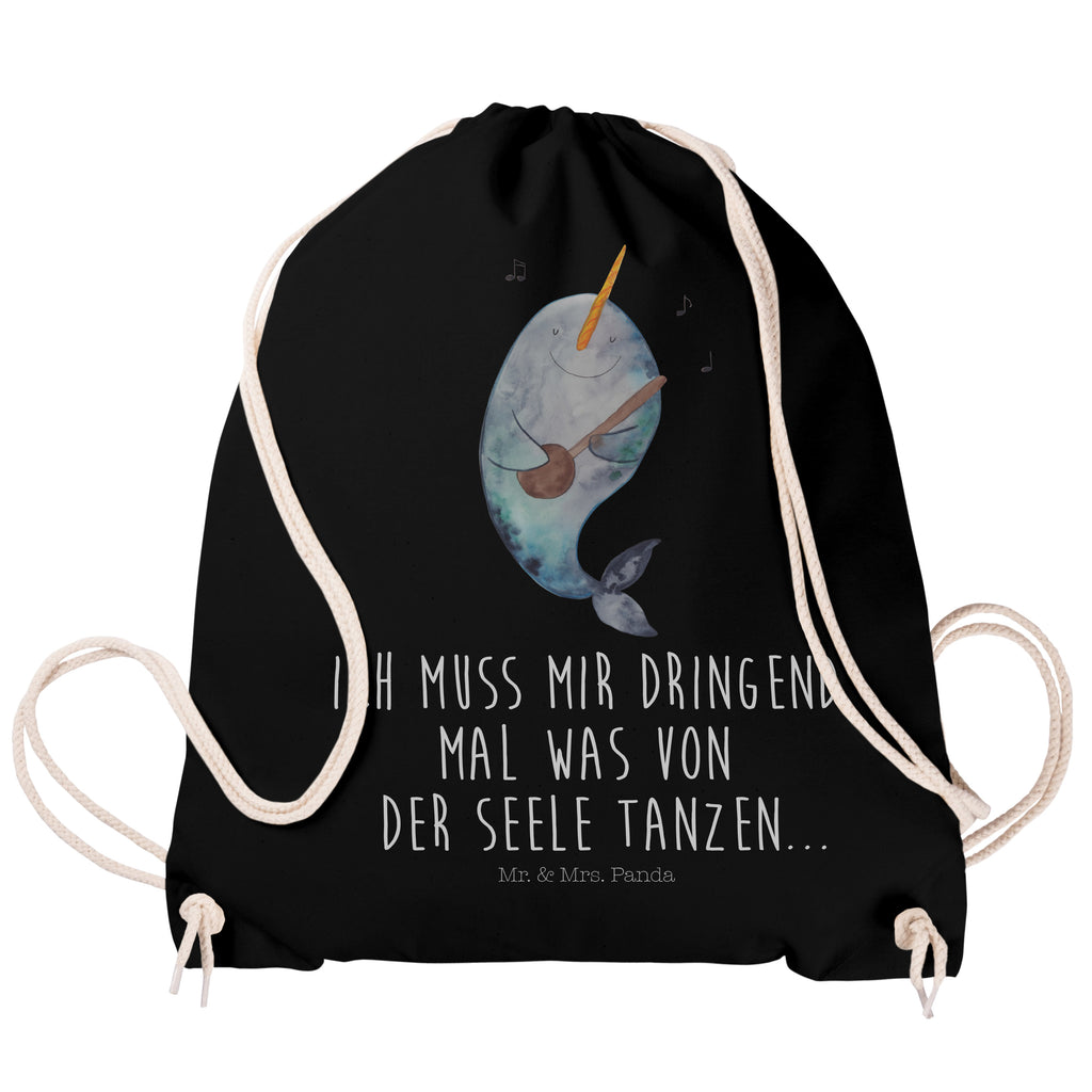 Sportbeutel Narwal Gitarre Turnbeutel, Beutel, Sporttasche, Tasche, Stoffbeutel, Meerestiere, Meer, Urlaub, Narwal, Wal, Tanzen, Probleme, Problemlösung, Frust, Gespräche, Gitarre