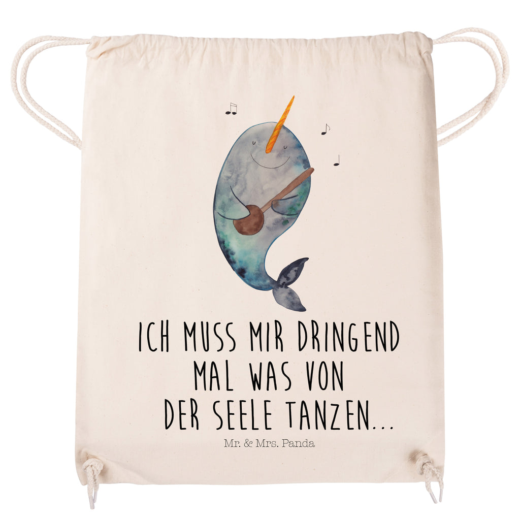 Sportbeutel Narwal Gitarre Turnbeutel, Beutel, Sporttasche, Tasche, Stoffbeutel, Meerestiere, Meer, Urlaub, Narwal, Wal, Tanzen, Probleme, Problemlösung, Frust, Gespräche, Gitarre