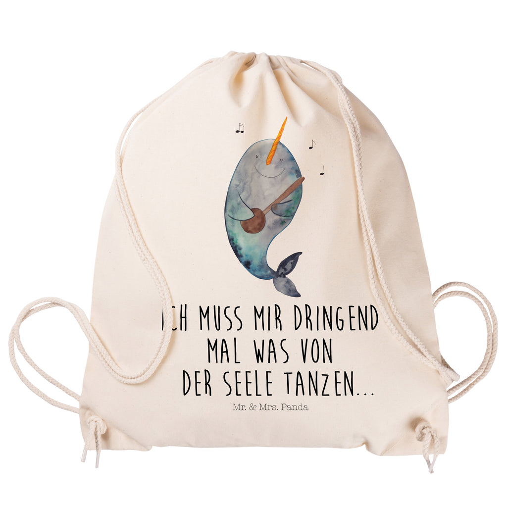 Sportbeutel Narwal Gitarre Turnbeutel, Beutel, Sporttasche, Tasche, Stoffbeutel, Meerestiere, Meer, Urlaub, Narwal, Wal, Tanzen, Probleme, Problemlösung, Frust, Gespräche, Gitarre