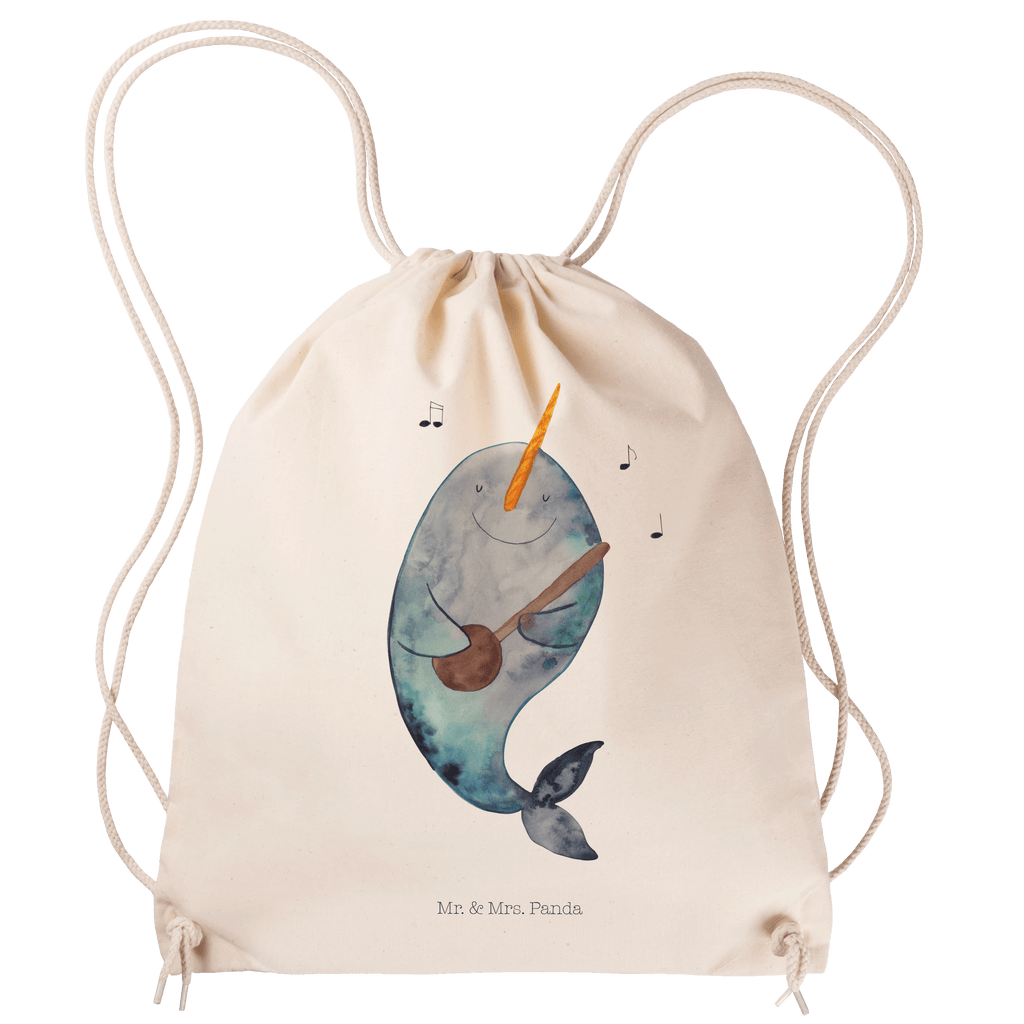 Sportbeutel Narwal Gitarre Turnbeutel, Beutel, Sporttasche, Tasche, Stoffbeutel, Meerestiere, Meer, Urlaub, Narwal, Wal, Tanzen, Probleme, Problemlösung, Frust, Gespräche, Gitarre