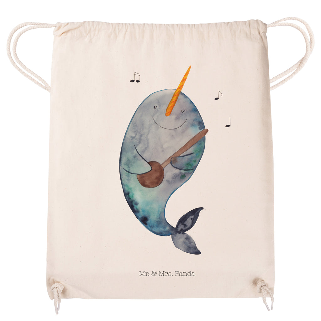 Sportbeutel Narwal Gitarre Turnbeutel, Beutel, Sporttasche, Tasche, Stoffbeutel, Meerestiere, Meer, Urlaub, Narwal, Wal, Tanzen, Probleme, Problemlösung, Frust, Gespräche, Gitarre