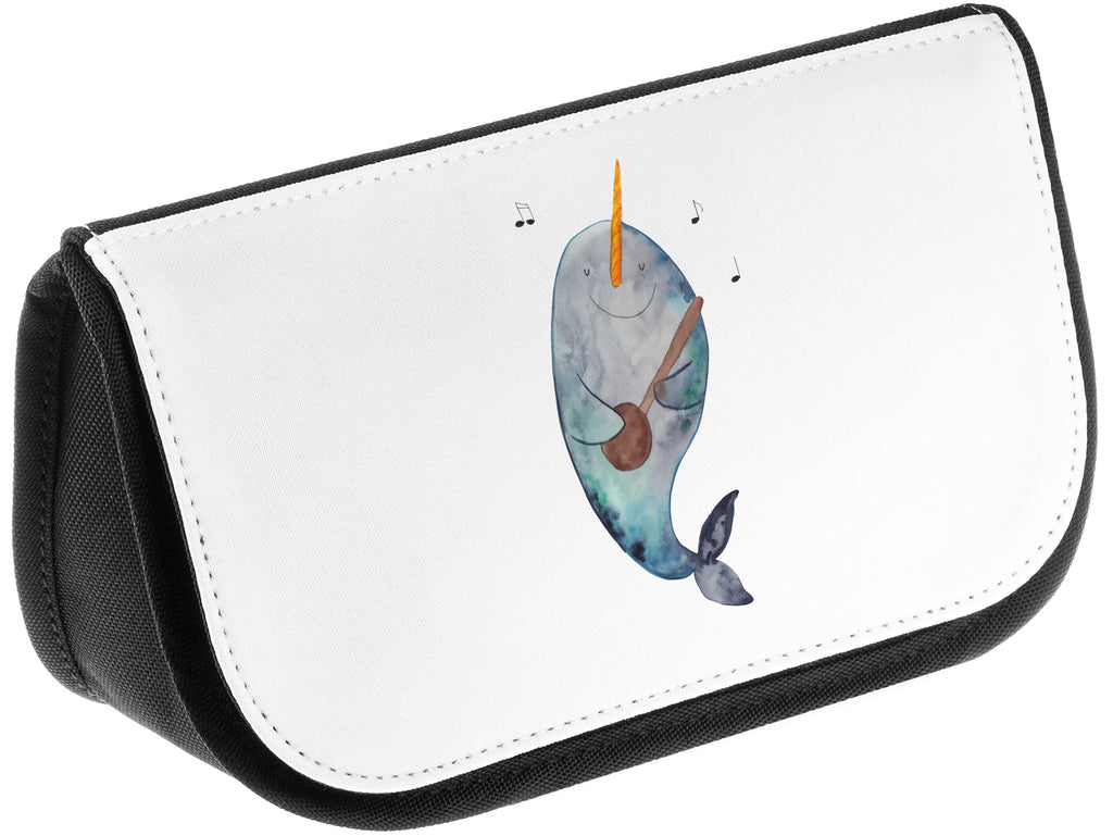 Kosmetiktasche Narwal Gitarre Kosmetikbeutel, Kulturtasche, Kulturbeutel, Schminktasche, Make-Up Tasche, Meerestiere, Meer, Urlaub, Narwal, Wal, Tanzen, Probleme, Problemlösung, Frust, Gespräche, Gitarre