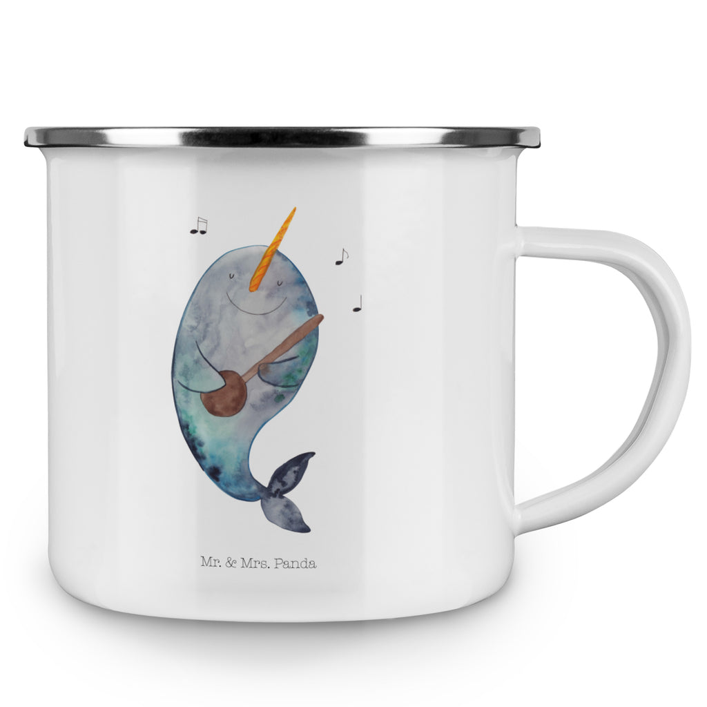 Camping Emaille Tasse Narwal Gitarre Campingtasse, Trinkbecher, Metalltasse, Outdoor Tasse, Emaille Trinkbecher, Blechtasse Outdoor, Emaille Campingbecher, Edelstahl Trinkbecher, Metalltasse für Camping, Kaffee Blechtasse, Camping Tasse Metall, Meerestiere, Meer, Urlaub, Narwal, Wal, Tanzen, Probleme, Problemlösung, Frust, Gespräche, Gitarre