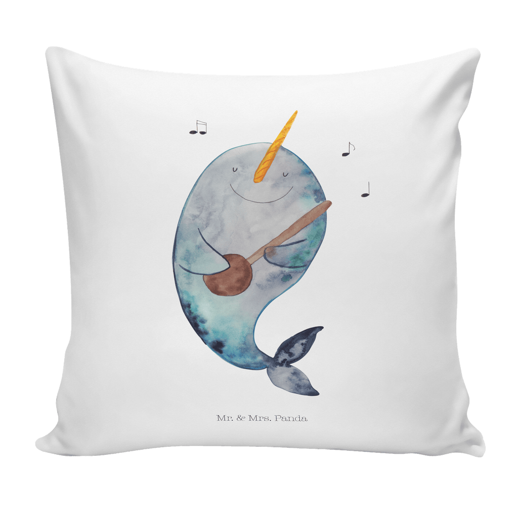 40x40 Kissen Narwal Gitarre Kissenhülle, Kopfkissen, Sofakissen, Dekokissen, Motivkissen, Meerestiere, Meer, Urlaub, Narwal, Wal, Tanzen, Probleme, Problemlösung, Frust, Gespräche, Gitarre