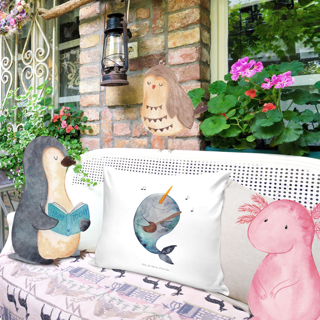 40x40 Kissen Narwal Gitarre Kissenhülle, Kopfkissen, Sofakissen, Dekokissen, Motivkissen, Meerestiere, Meer, Urlaub, Narwal, Wal, Tanzen, Probleme, Problemlösung, Frust, Gespräche, Gitarre