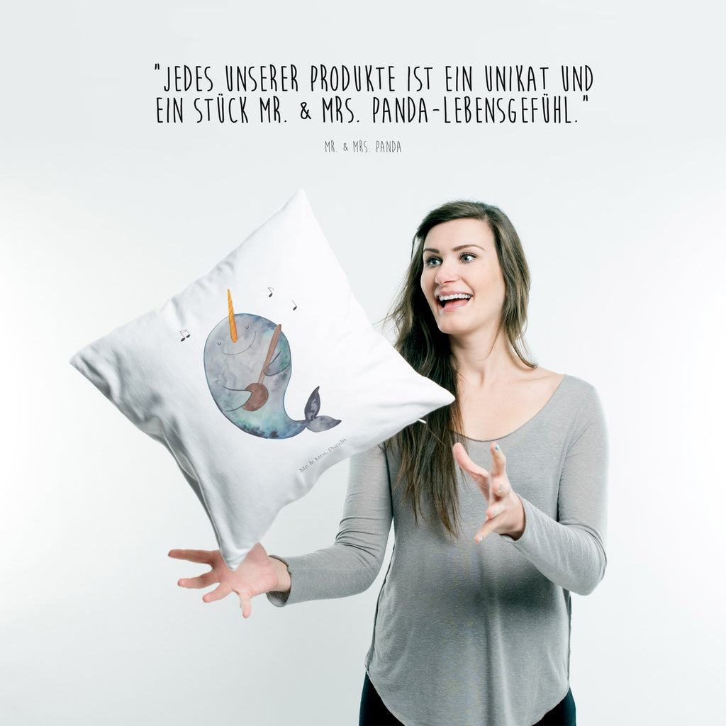 40x40 Kissen Narwal Gitarre Kissenhülle, Kopfkissen, Sofakissen, Dekokissen, Motivkissen, Meerestiere, Meer, Urlaub, Narwal, Wal, Tanzen, Probleme, Problemlösung, Frust, Gespräche, Gitarre