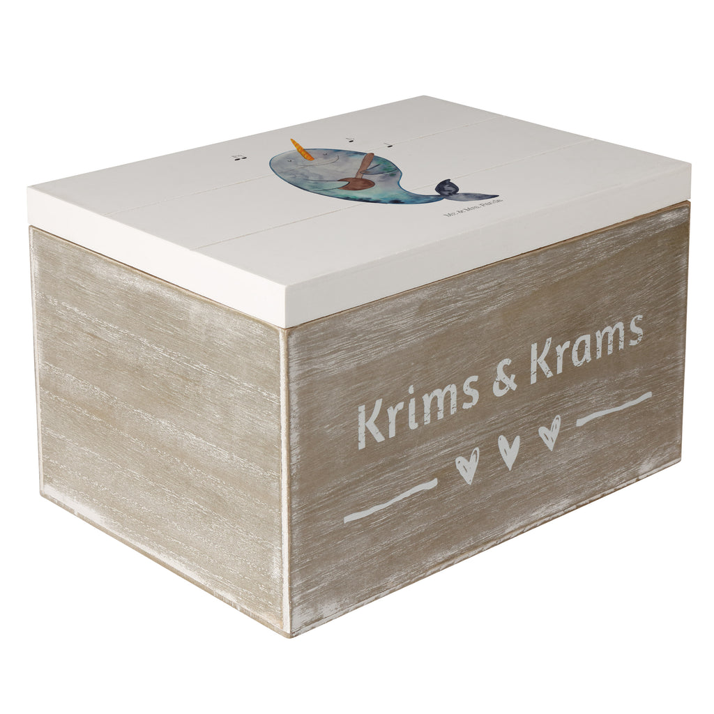 Holzkiste Narwal Gitarre Holzkiste, Kiste, Schatzkiste, Truhe, Schatulle, XXL, Erinnerungsbox, Erinnerungskiste, Dekokiste, Aufbewahrungsbox, Meerestiere, Meer, Urlaub, Narwal, Wal, Tanzen, Probleme, Problemlösung, Frust, Gespräche, Gitarre