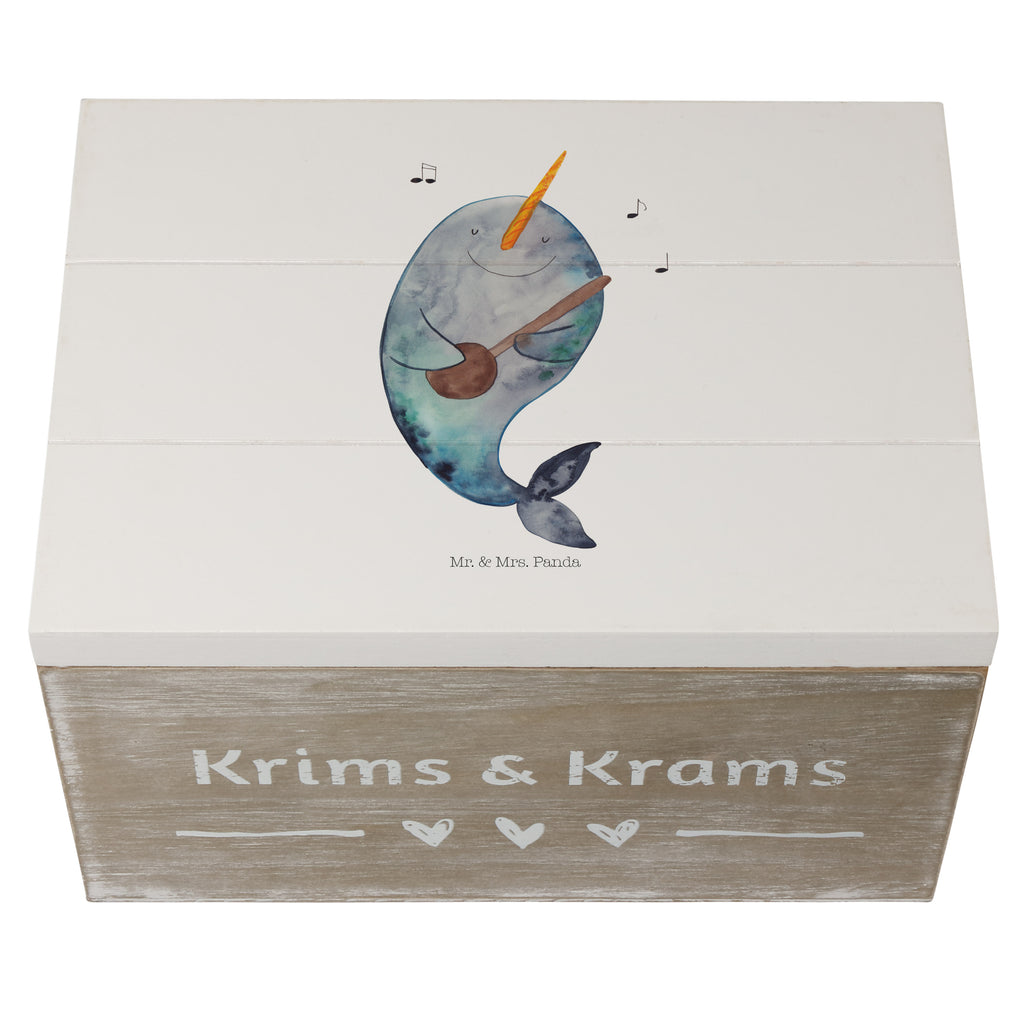 Holzkiste Narwal Gitarre Holzkiste, Kiste, Schatzkiste, Truhe, Schatulle, XXL, Erinnerungsbox, Erinnerungskiste, Dekokiste, Aufbewahrungsbox, Meerestiere, Meer, Urlaub, Narwal, Wal, Tanzen, Probleme, Problemlösung, Frust, Gespräche, Gitarre