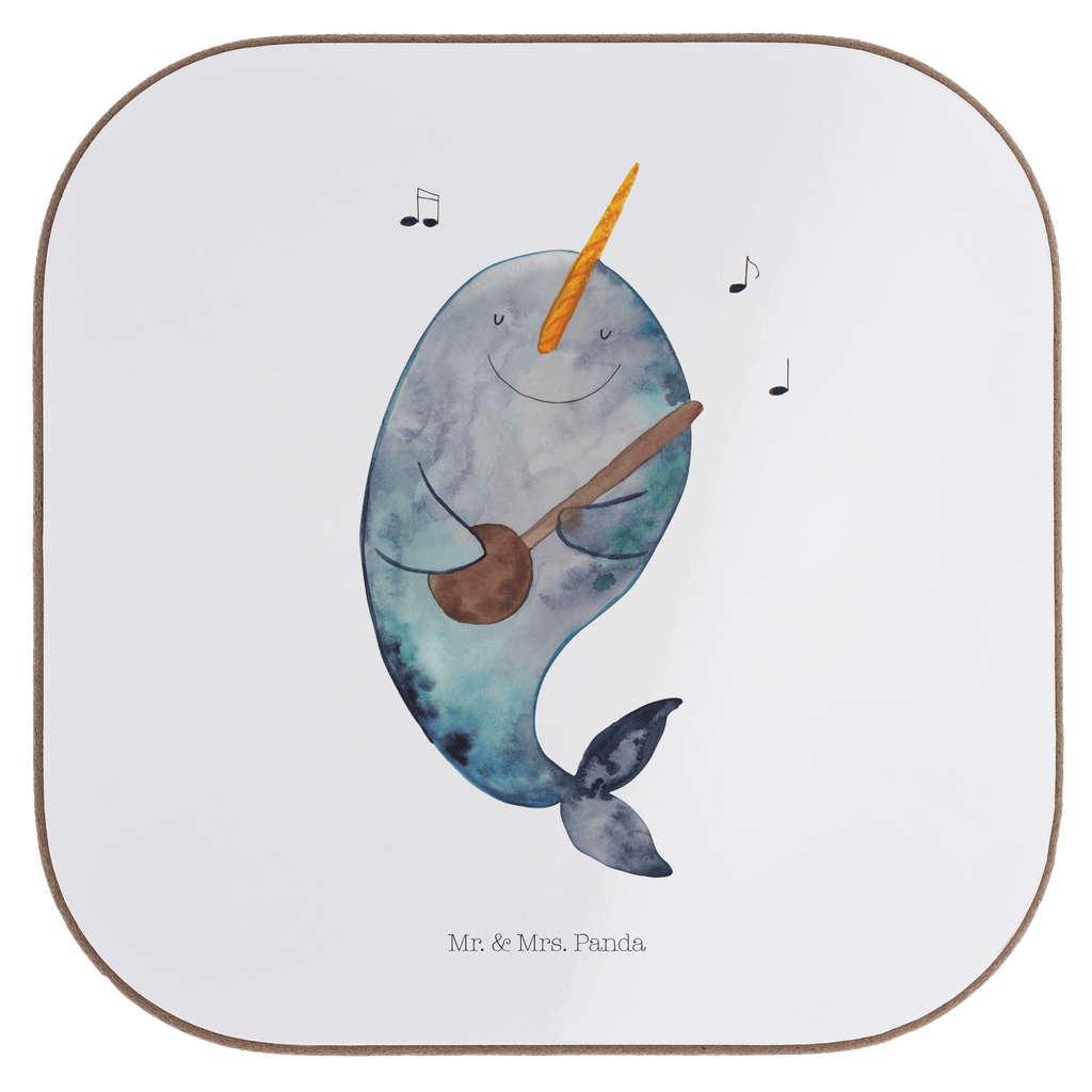 Quadratische Untersetzer Narwal Gitarre Bierdeckel, Glasuntersetzer, Untersetzer Gläser, Getränkeuntersetzer, Meerestiere, Meer, Urlaub, Narwal, Wal, Tanzen, Probleme, Problemlösung, Frust, Gespräche, Gitarre